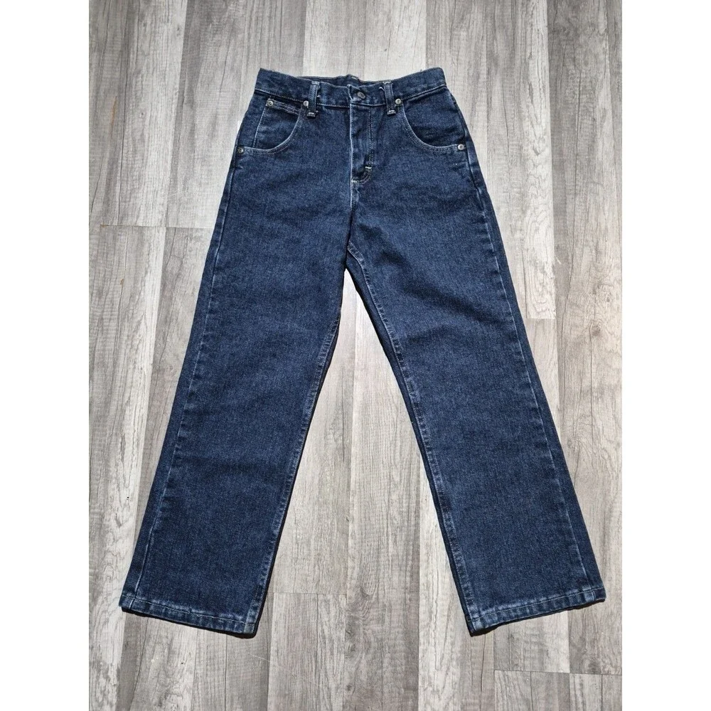 Vintage Wrangler Jeans Boys Size 10 Regular Blue Denim Pants Adjustable Waist